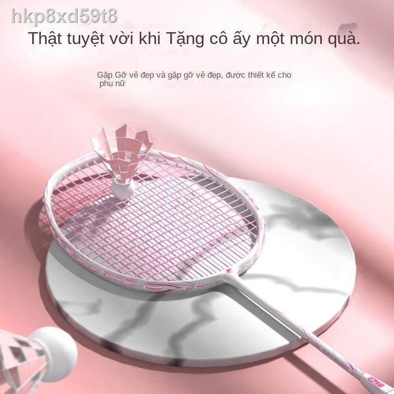 ❧✤Vợt cầu lông đánh đơn, sinh viên siêu nhẹ full sợi carbon chuyên nghiệp nữ đặc biệt màu hồng chống sốc