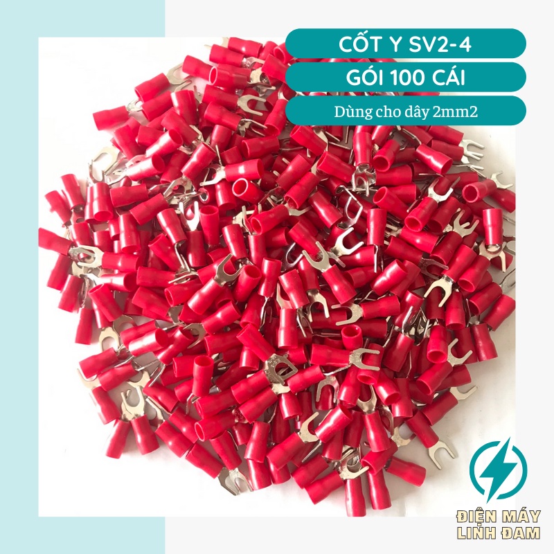 Đầu cốt (Coss) chữ Y phủ nhựa SV2-4 gói 100 cái, dùng nối dây điện 1.5~2.5mm