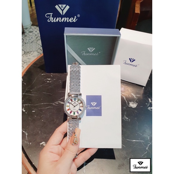 Đồng hồ nữ FUNMEI 36mm chính hãng máy Nhật Miyota đính đá swarovski chắc chắn full box thẻ bảo hành 12 tháng
