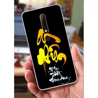 Ốp Lưng Nokia 6.1 (2018) (dẻo viền trắng trong) - Cha Mẹ, Thư Pháp, Phúc Lộc