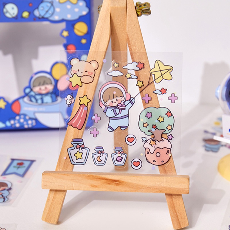 Bộ 100 Tấm Sticker Trong Suốt Chống Thấm Nước Họa Tiết Hoạt Hình Dễ Thương