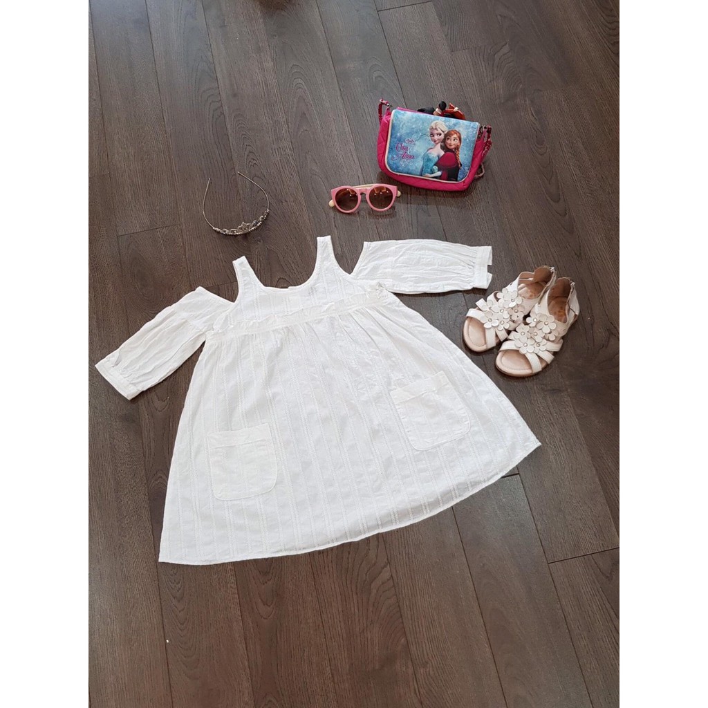 [Cotton] Váy trắng mùa hè cho bé gái điệu đà - Chất liệu vải: 100% coton, thoáng mát thấm hút mồ hôi - AW21-DO1