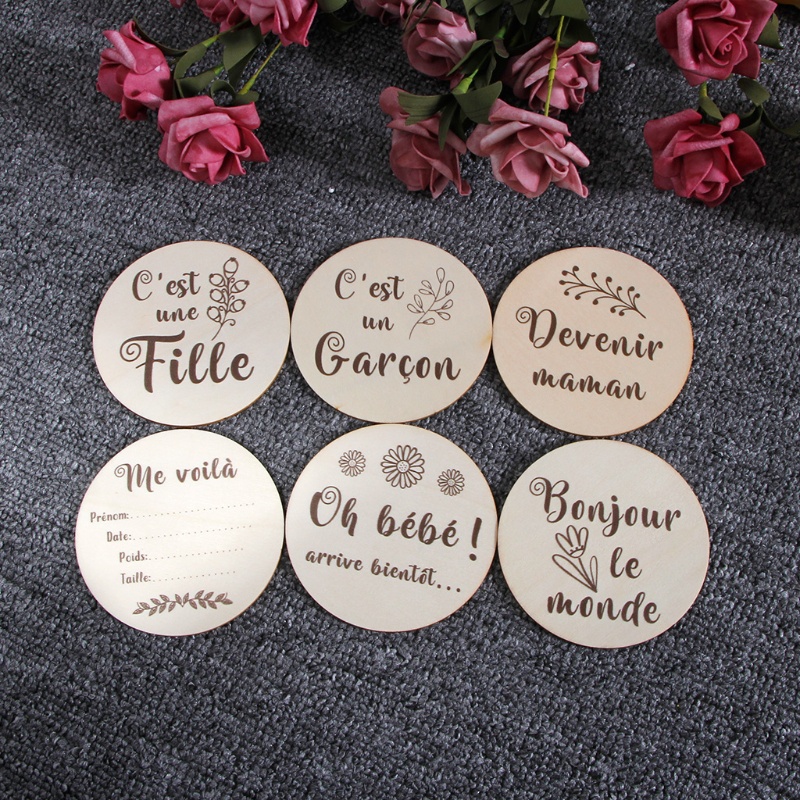 Set 6 Tấm Thẻ Ghi Chú Đánh Dấu Cột Mốc Phát Triển Theo Tháng Làm Phụ Kiện Chụp Ảnh Cho Bé Sơ Sinh
