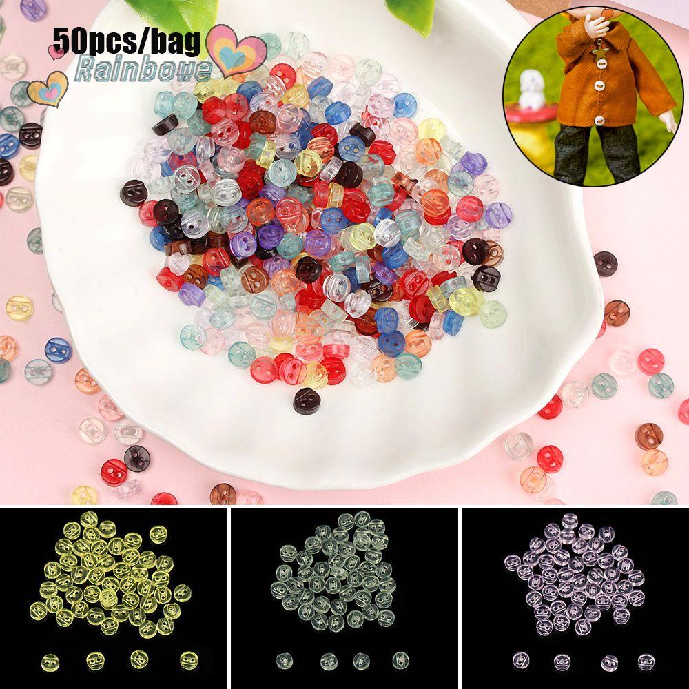 Set 50 Nút Nhựa 5mm Trong Suốt Nhiều Màu Cho Búp Bê