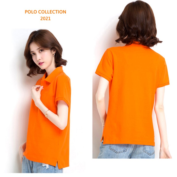 Áo thun Polo nam nữ màu cam vải Lacostee cá sấu 4 chiều cao cấp cổ bẻ tay ngắn - Nhận in thêu đồng phục theo yêu cầu