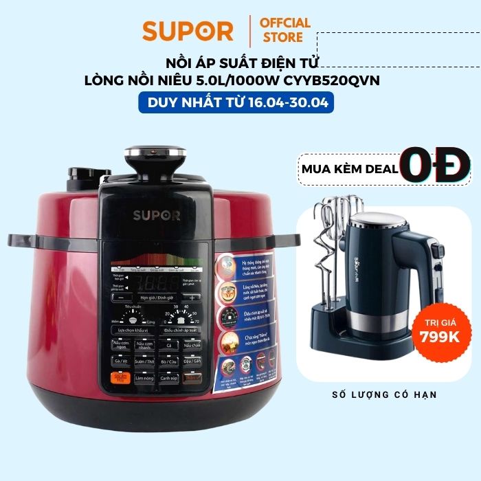 NỒI ÁP SUẤT ĐIỆN LÒNG NIÊU 10 CHỨC NĂNG 5L CYSB520QVN-100 bảo hành 12 tháng chính hãng