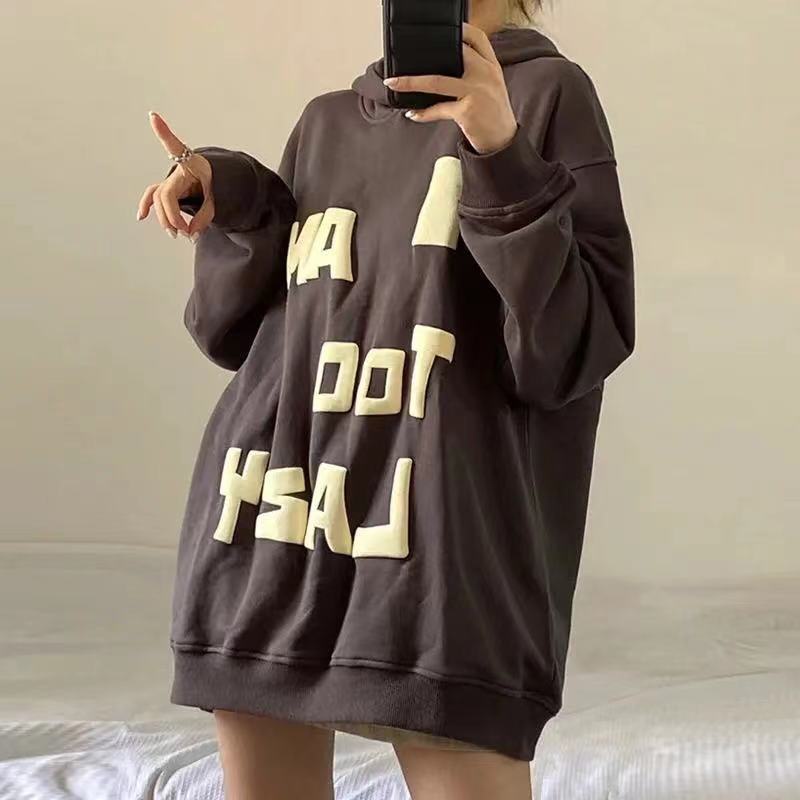 【Yuki】Áo hoodie 1 màu nâu in chữ siêu nổi mẫu mới | BigBuy360 - bigbuy360.vn