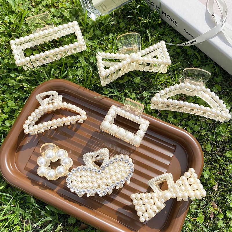 Kẹp Tóc Đính Ngọc Trai Phong Cách Retro Thanh Lịch Dễ Phối Đồ