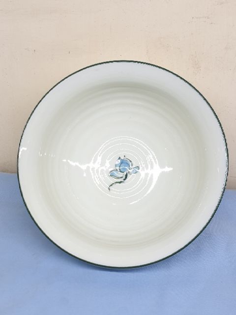 BÁT TÔ CANH phi 16cm SỨ BÁT TRÀNG. HÀNG CAO CẤP GIÁ TẠI XƯỞNG. BÁT TÔ MEN KEM KẺ CHỈ XANH VẼ SEN XANH.