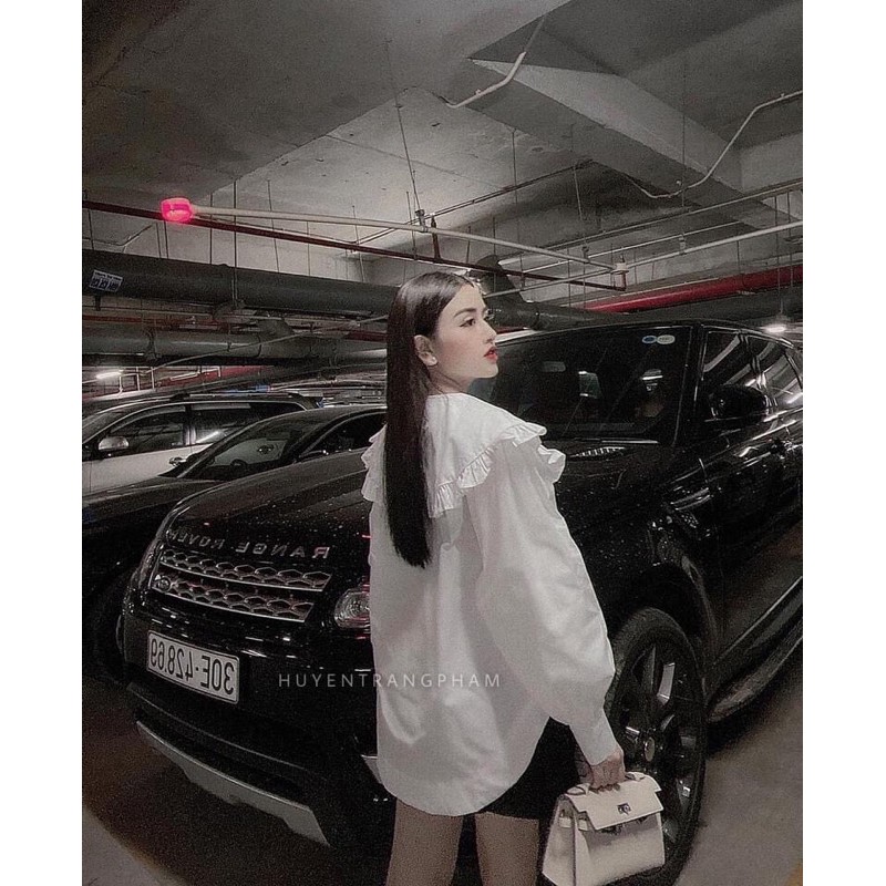 [Mã WASKT304 giảm 15% tối đa 30K đơn 99K] áo sơ mi trắng dáng rộng cổ bèo-1 hàng khuy | BigBuy360 - bigbuy360.vn