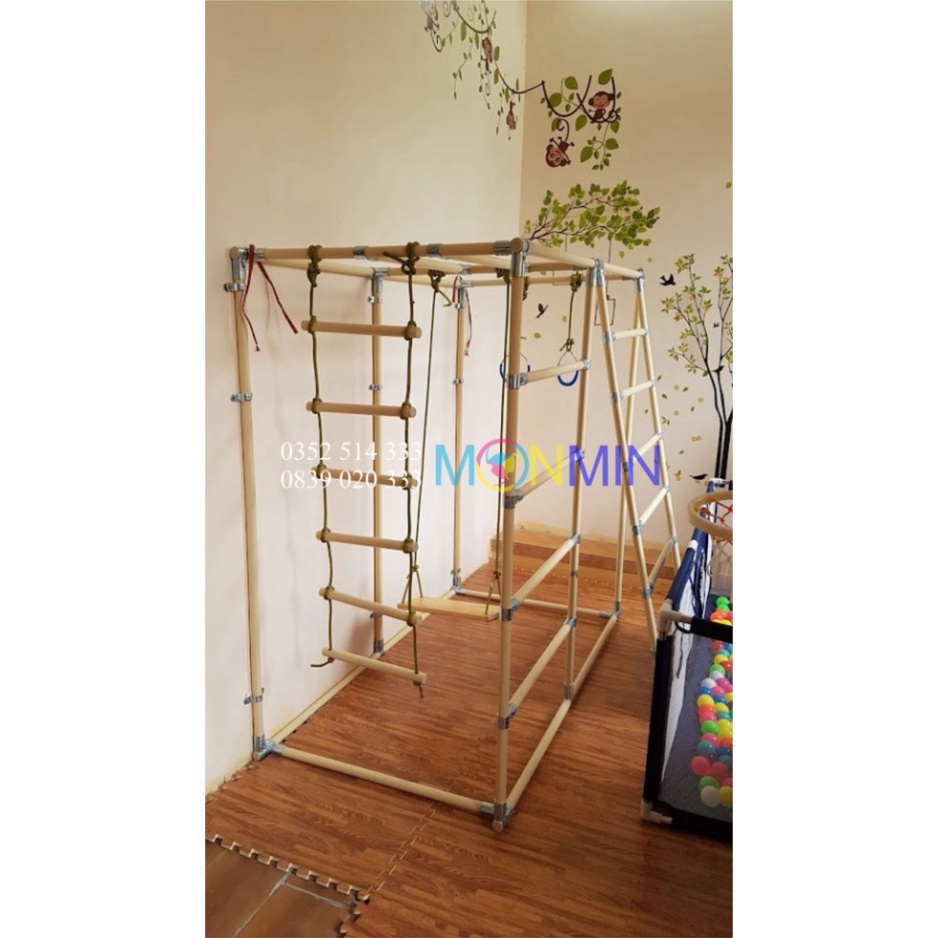 Xà đu đa năng Satech - Khung vận động cho bé - Bộ Gấp Gọn - Cao 1.3m: Trò chơi 1 3 4 5