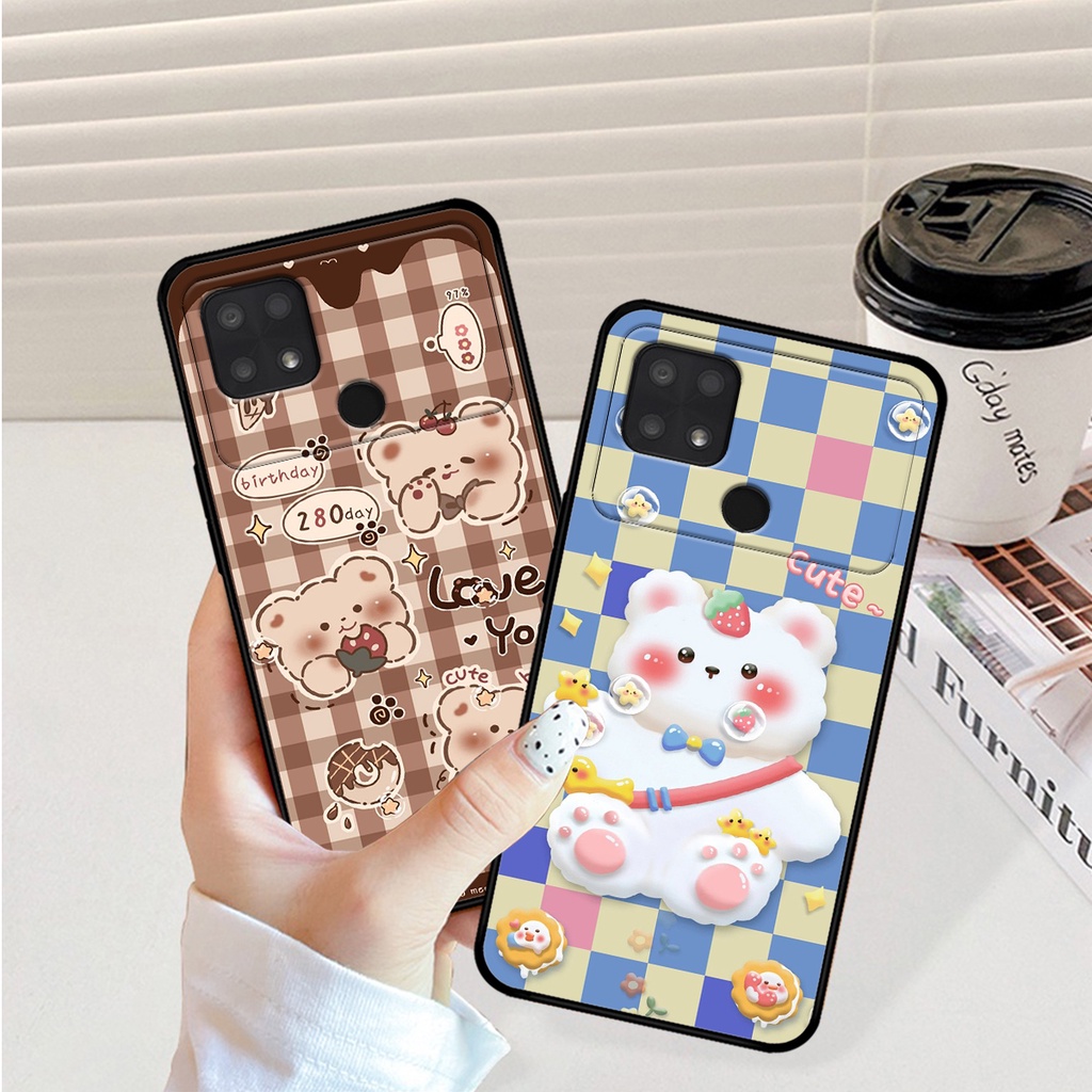 Ốp lưng Xiaomi Poco C40 in hình caro gấu thỏ dễ thương