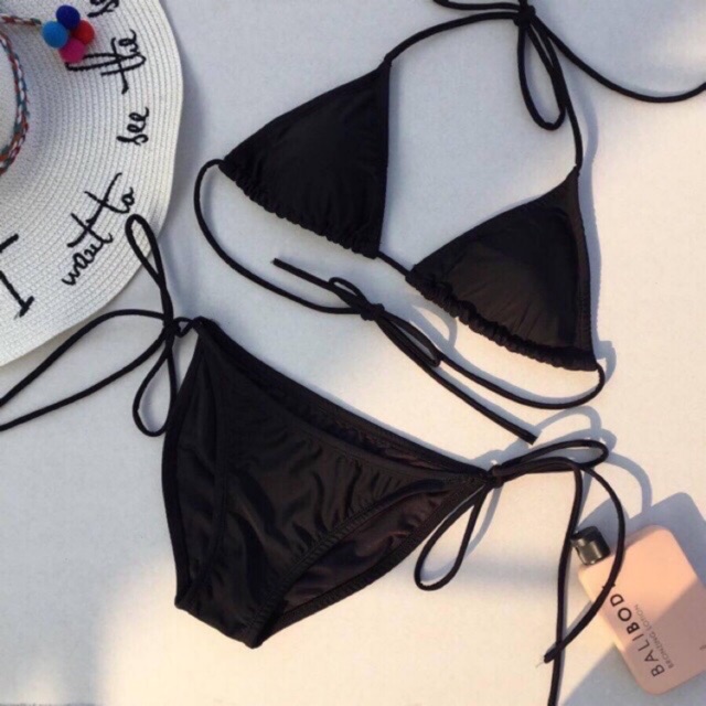 [BIKINI CÓ SẴN] Bikini 2 mảnh quần chip tam giác basic đen sexy (có hình khách feeback + ảnh chụp thật)