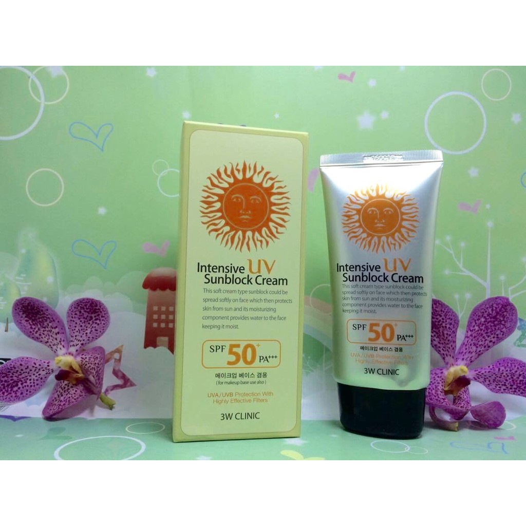Kem chống nắng 3W CLINIC INTENSIVE UV SUNBLOCK CREAM SPF 50 PA+++ | BigBuy360 - bigbuy360.vn