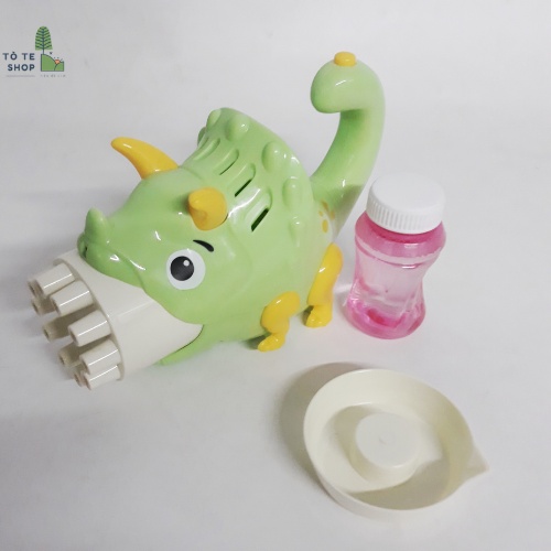 Súng bắn bong bóng 10 nòng hình khủng long 3 sừng , súng bắn bong bóng chạy pin thổi cực mạnh kèm lọ dung dịch an toàn