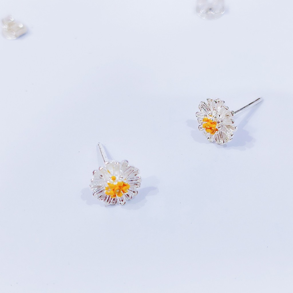 Bông tai bạc Bông Cúc Họa Mi nhỏ bạc ta Van Jewelry V10242