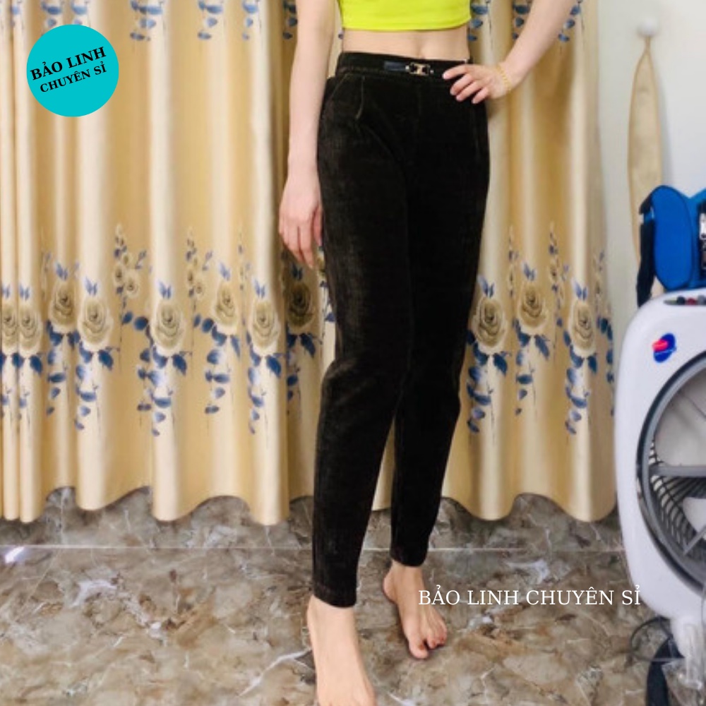 Quần Baggy Nhung Tăm Cạp Chun Cao Cấp Bảo Linh,Quần Nhung Cạp Chữ Siêu Tôn Dáng