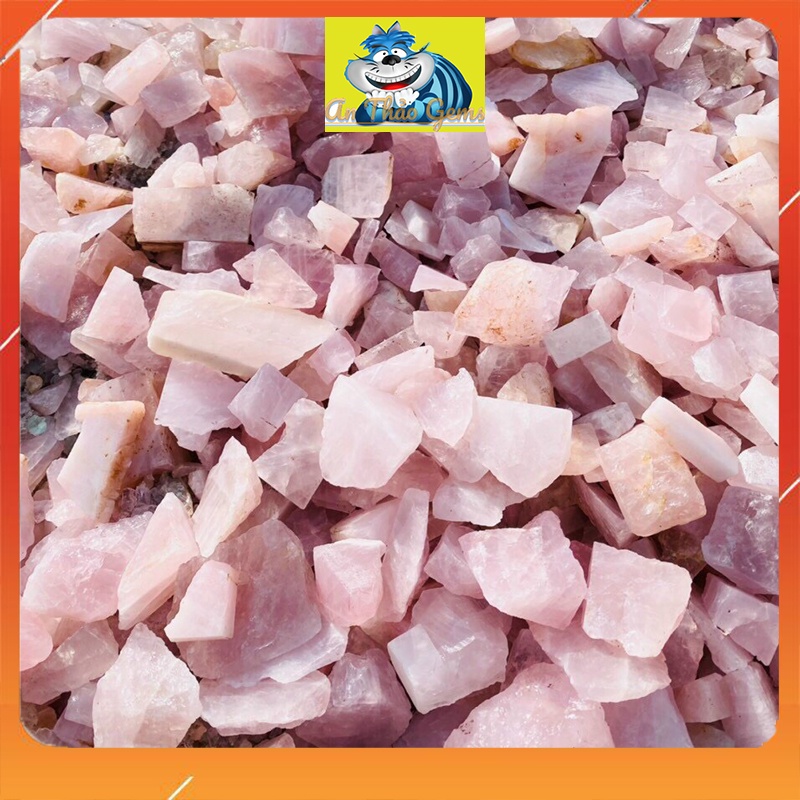 1Kg Đá Vụn Thô Màu Hồng - Rose Quartz, Vụn Đá Phong Thuỷ Dùng Trang Trí, Dải Nền Nhà