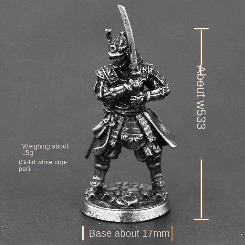 Mô Hình Người Lính Samurai Nhật Bản Bằng Đồng Trắng Để Bàn Trang Trí