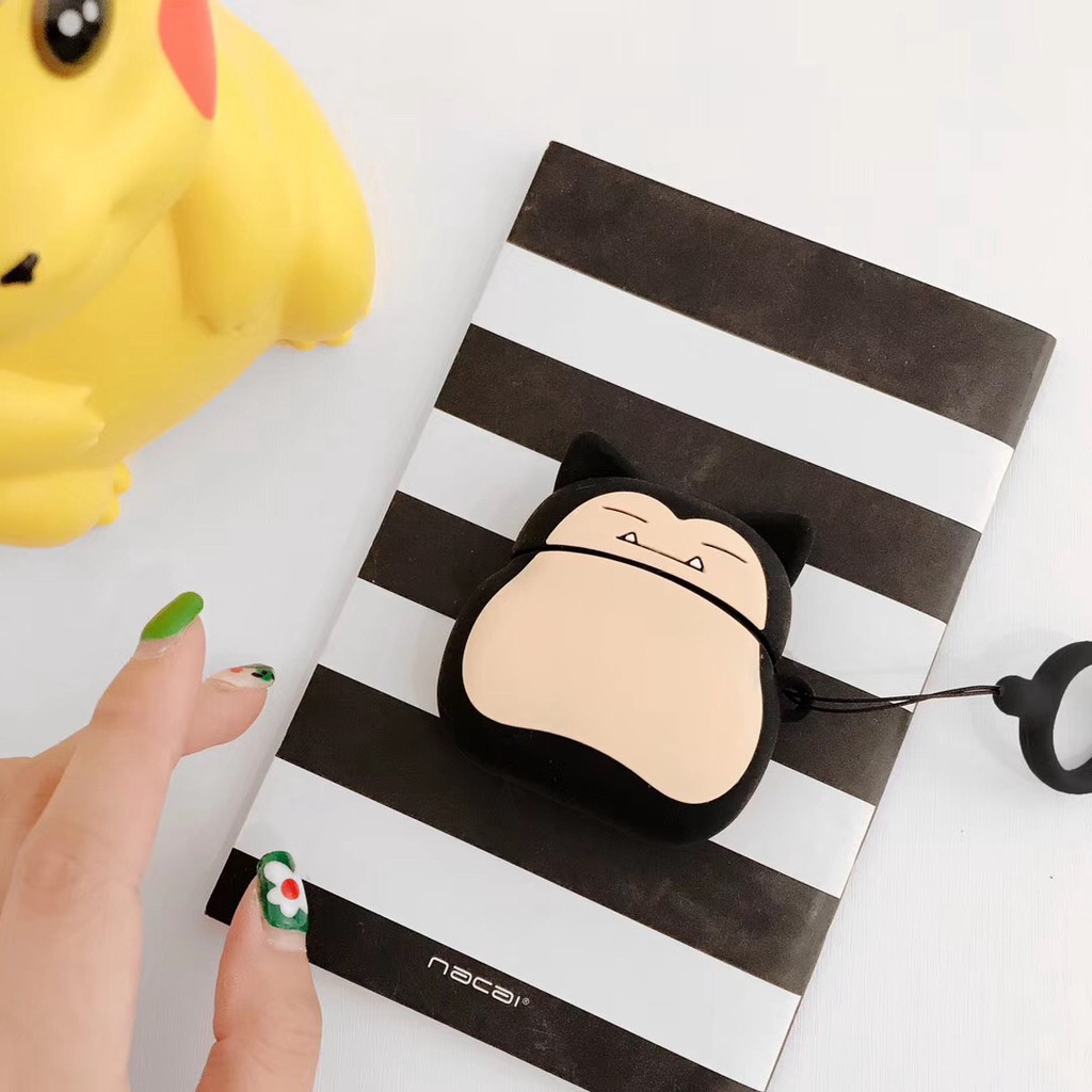 Cartoon Snorlax Kabigon Cute Bear Headphone Cases For Apple Airpods 1 2 Silicone Protection Bluetooth Earphone Cover