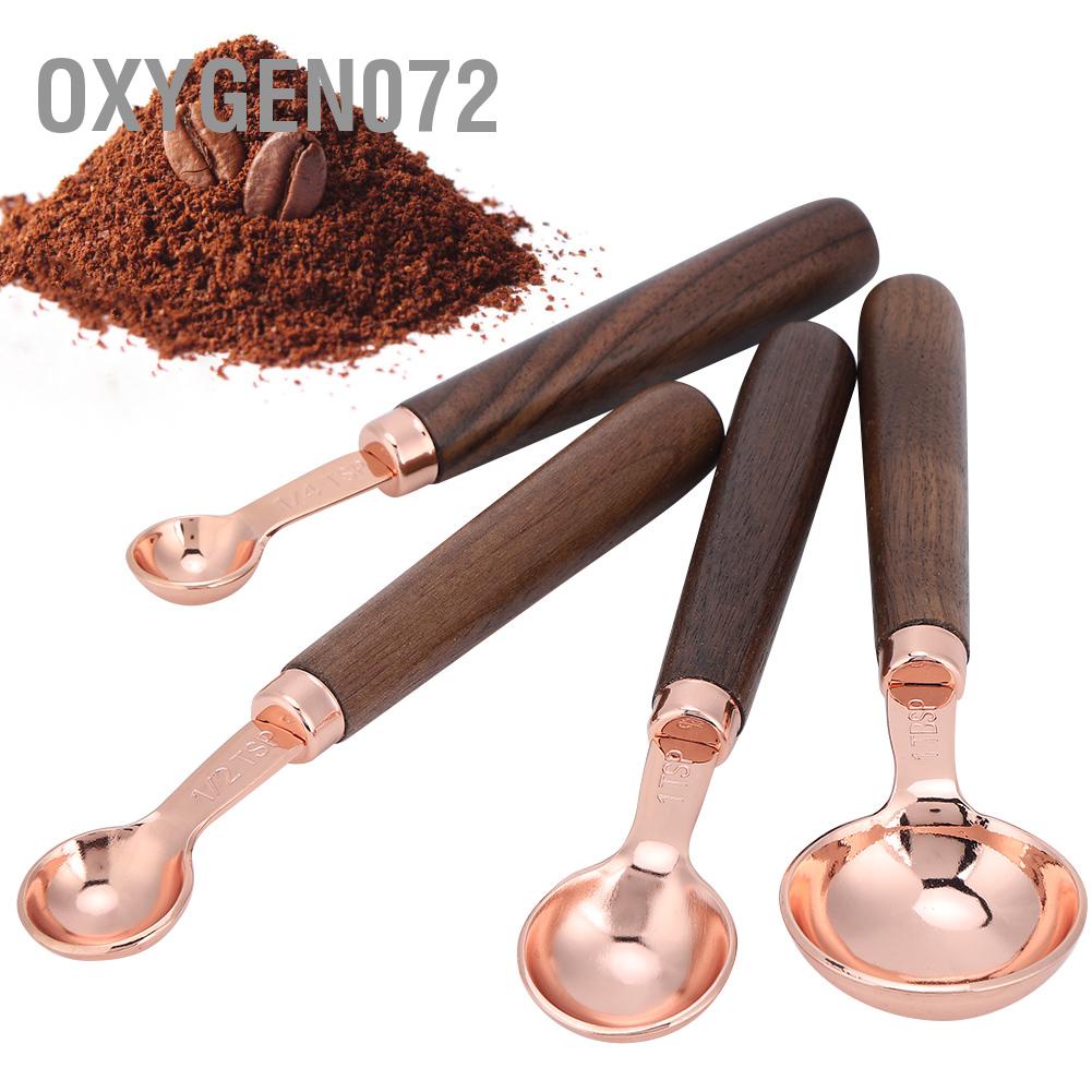 Oxygen072 4PCS/Set Rose Gold Stainless Steel Measuring Cups Spoon for Household Kitchen Baking Gadget