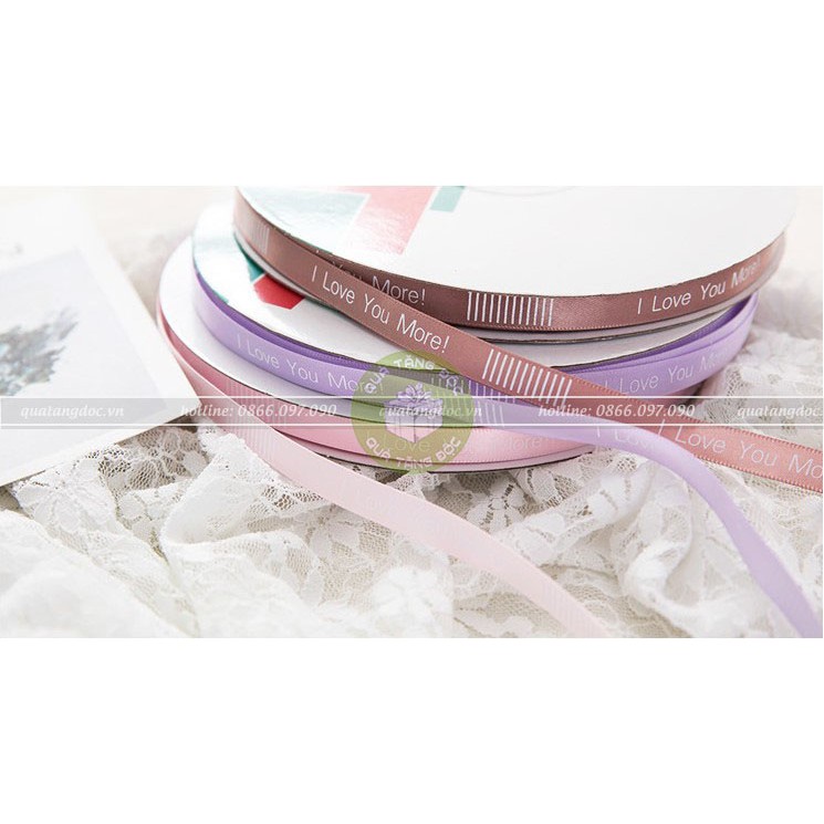 Ruy băng chữ I love you more bản 1cm