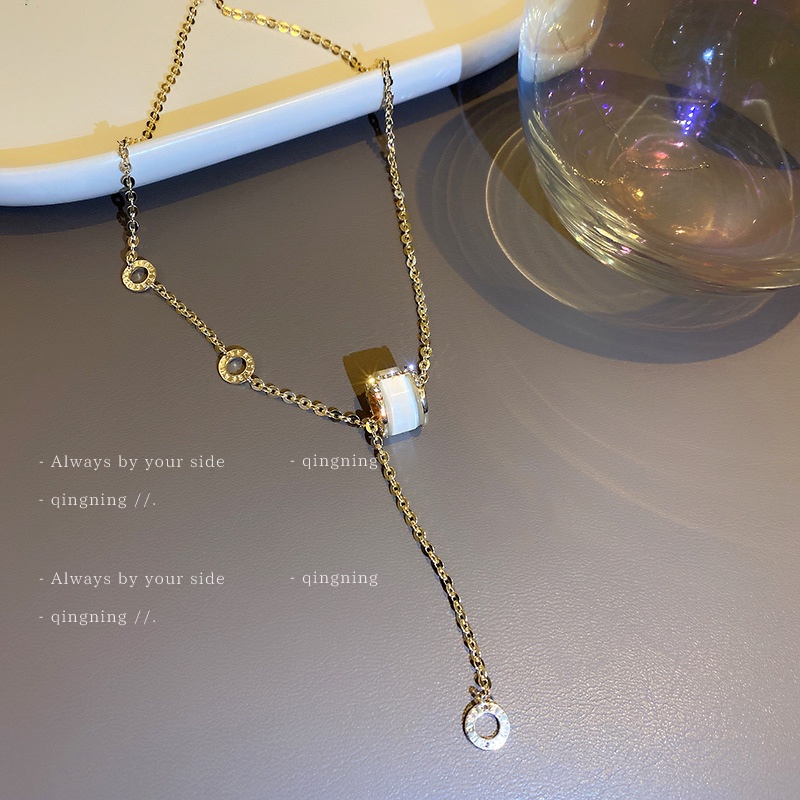 DREJEW vòng cổ Dây Chuyền Mặt Chữ Số La Mã Đính Đá Thời Trang Cho Nữ vòng cổ nữ