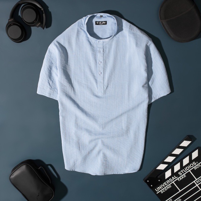 Áo sơ mi đũi cổ trụ tay ngắn BIGSIZE nam < 125kg
