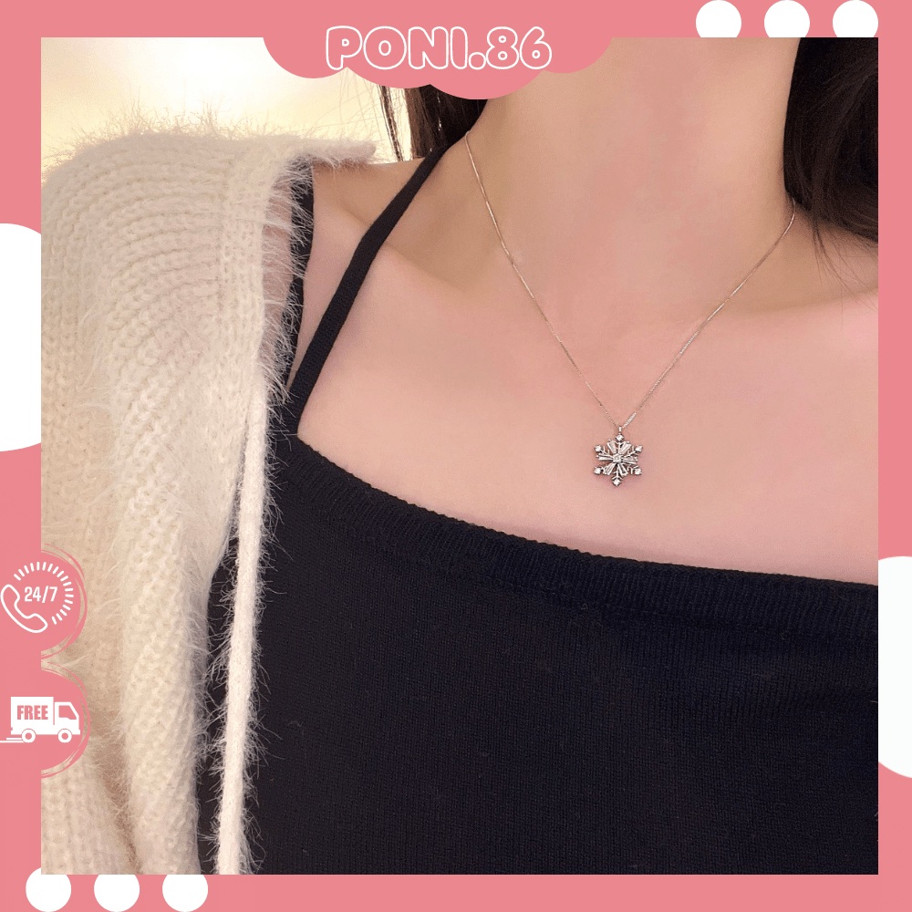 Dây chuyền vòng cổ hình bông tuyết đính đá sang trọng quý phái dễ phối đồ