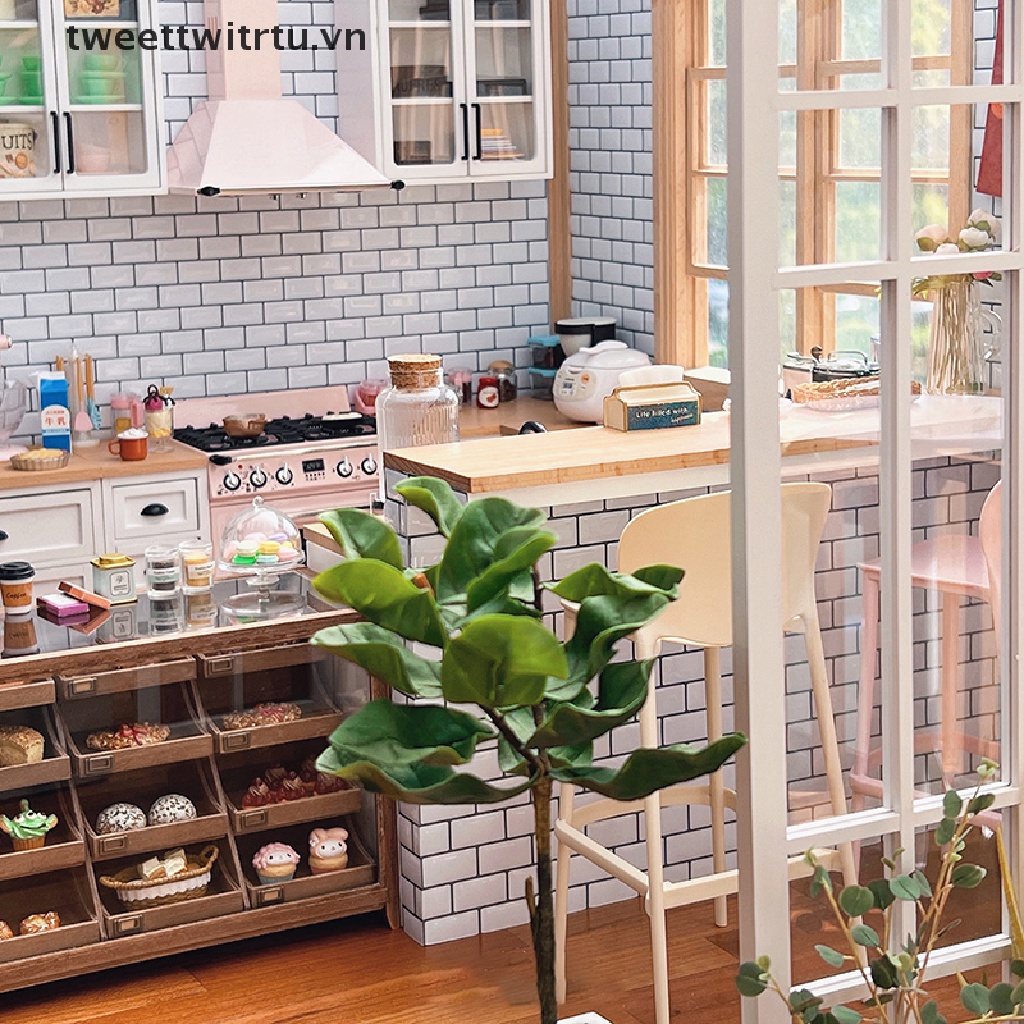 Giấy Dán Tường Giả Gạch Màu Trắng Trang Trí Nhà Búp Bê Tỉ Lệ 1: 12