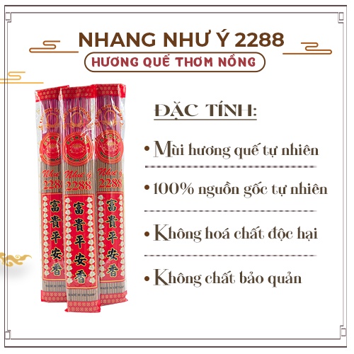 Nhang Cao Cấp Như Ý 2288 Mùi Quế Dịu Nhẹ Ít Khói Thiên Lộc - Hộp 10 Tép 900 Nén