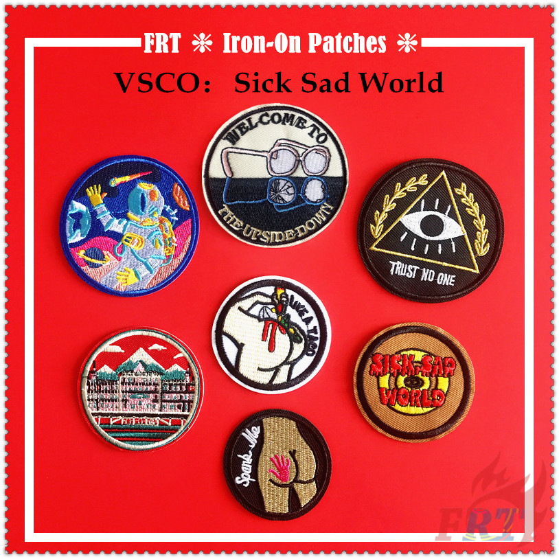 ✿ VSCO：Sick Sad World Iron-on Patch ✿ 1Pc Diy Embroidery Patch Iron on Sew on Badges Patches
