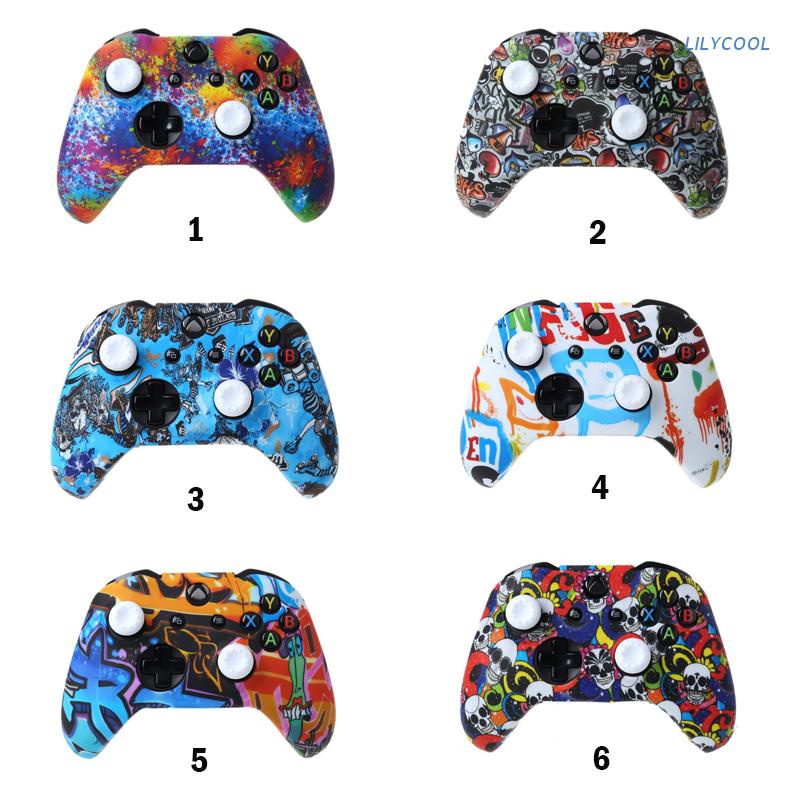 Set vỏ bọc bằng silicon có nắp bảo vệ cho tay cầm chơi game XBox One X S