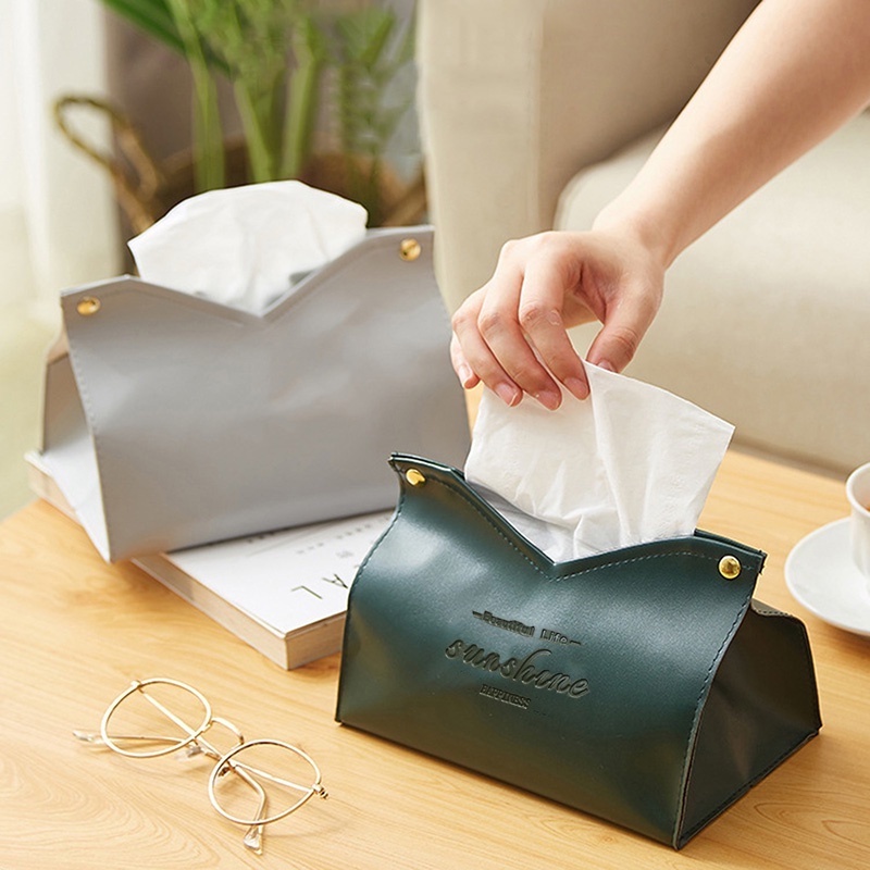 Hộp Đựng Khăn Giấy Bằng Da Sang Trọng Thời Trang Chống Nước Có Thể Gập Lại Đa Ứng Dụng