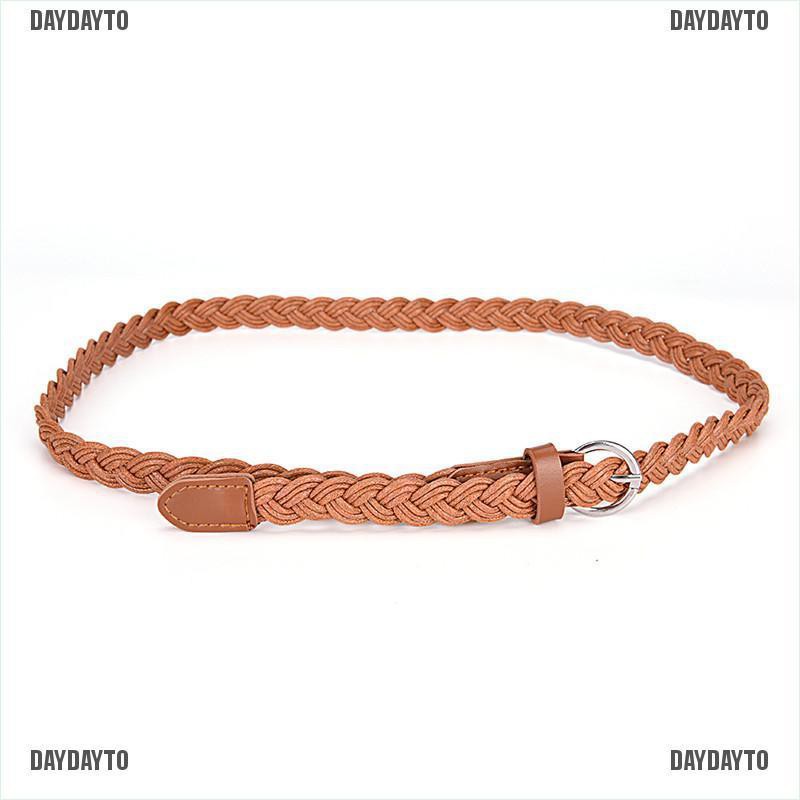 Thắt lưng bện dây da mặt chữ D thời trang cho nữ