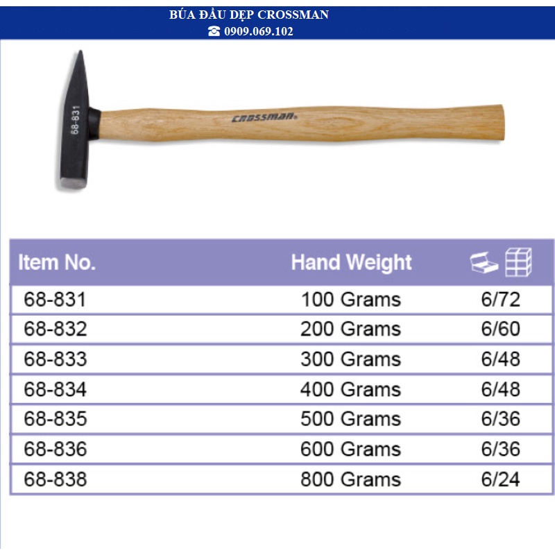 Búa đầu dẹp Crossman 68-831 & 68-832 & 68-833 & 68-834 & 68-835 & 68-836 & 68-838 & 68-840