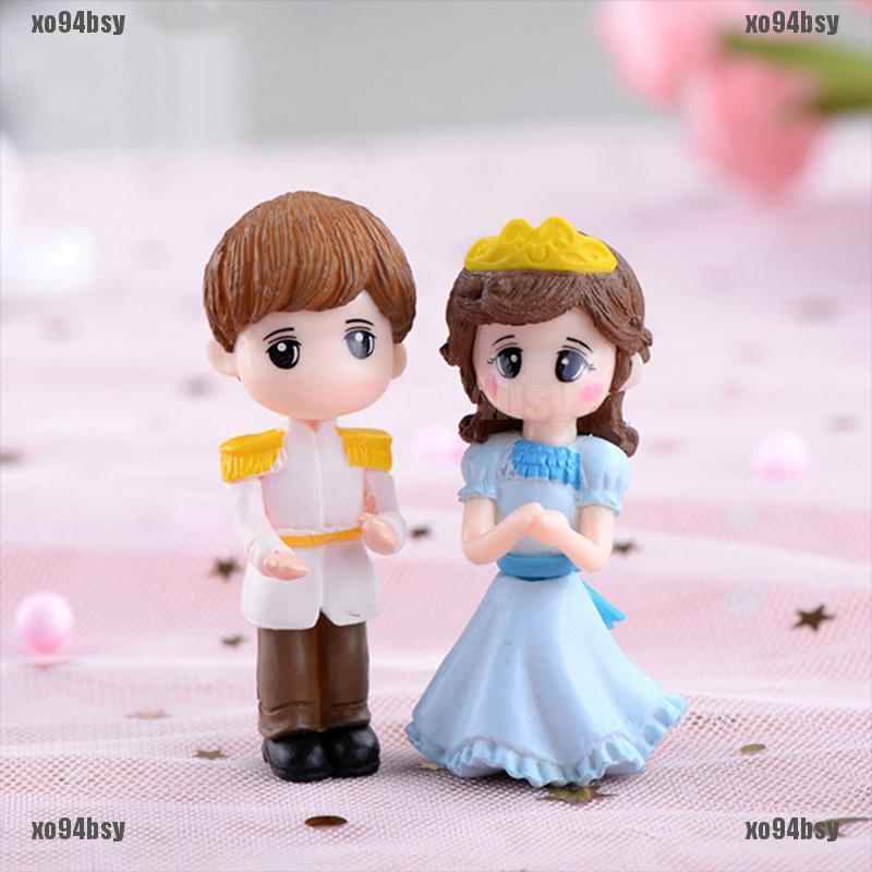 [xo94bsy]1set Prince Princess Couple DIY Mini Miniature Figurine Garden Micro La