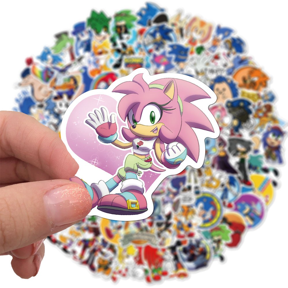 Set 100 miếng sticker dán trang trí chống thấm hình nhân vật trong Sonic the Hedgehog