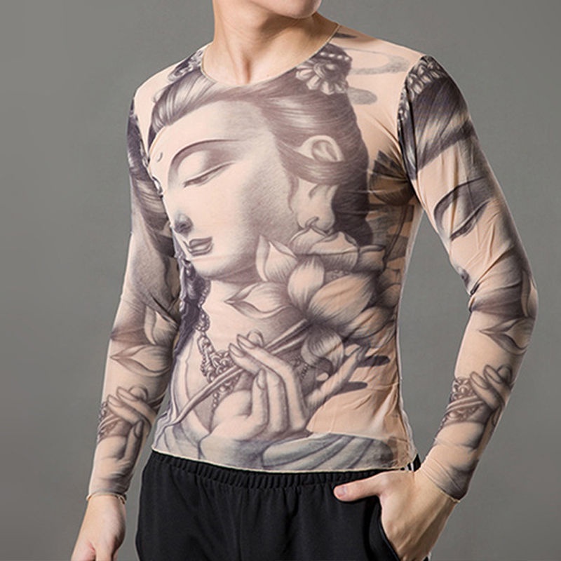 Áo Thun Tay DàI HọA TiếT HìNh Xăm Cho CặP Đôi