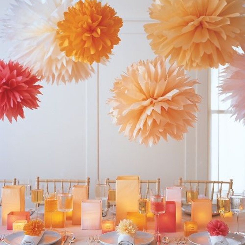 1 Quả Cầu Giấy Pom Pom Kích Thước 20 / 25cm Dùng Trang Trí Tiệc Sinh Nhật, Tiệc Cưới