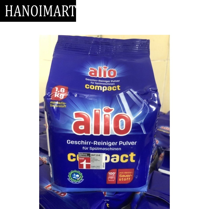 Bột rửa bát bát Alio 1.8kg Đức + muối rửa bát alio + Nước làm bóng alio nhập khẩu chính hãng từ đức dùng cho máy