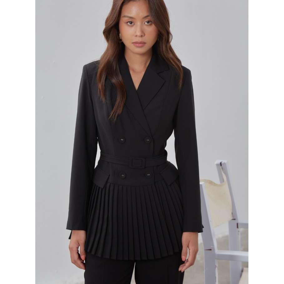 COCO SIN - Áo Vest Đen Phối Dập Ly