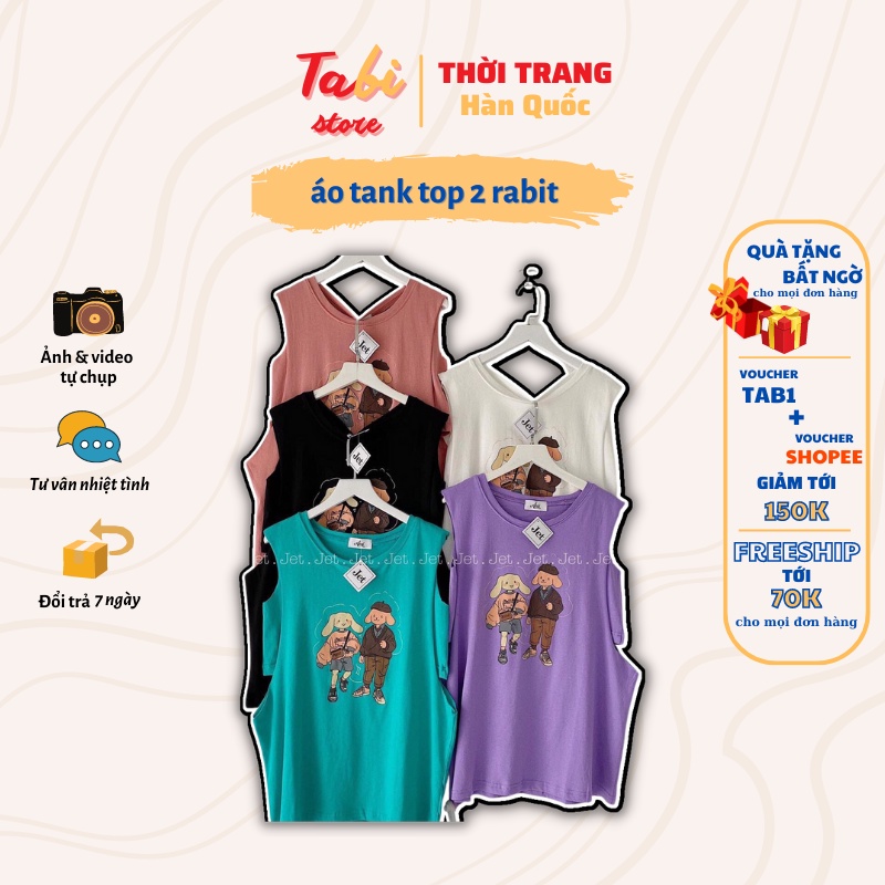 Áo Thun 3 Lỗ TABI Form Rộng Dưới 70kg - Áo Tanktop Couple Rabbit