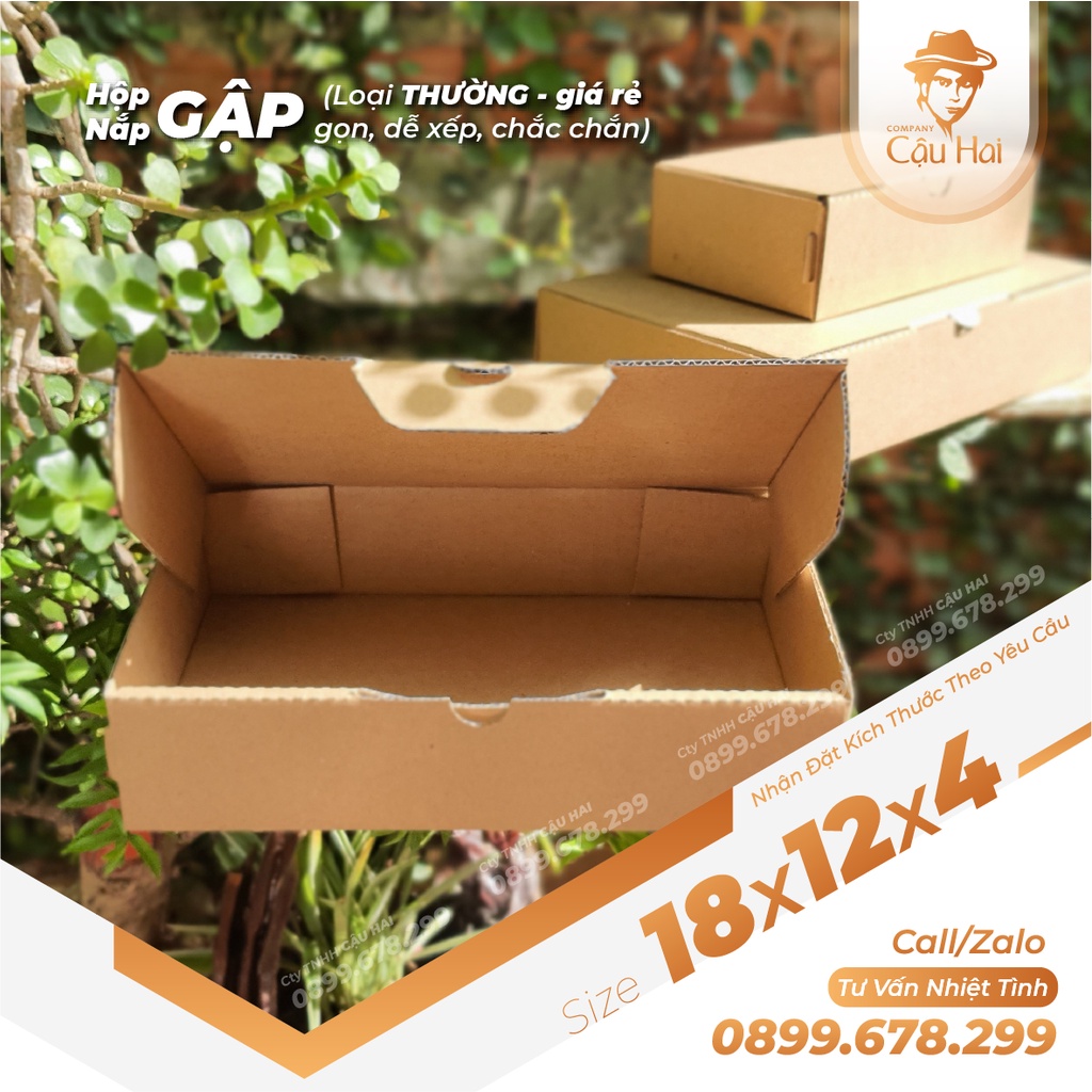 Set 50 Hộp carton nắp GẬP 18x12x4