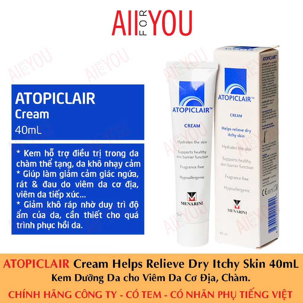 [TEM CTY] ATOPICLAIR Cream Helps Relieve Dry Itchy Skin 40mL - Kem Dưỡng Ẩm Da, Giảm Ngứa, Khô Rát.