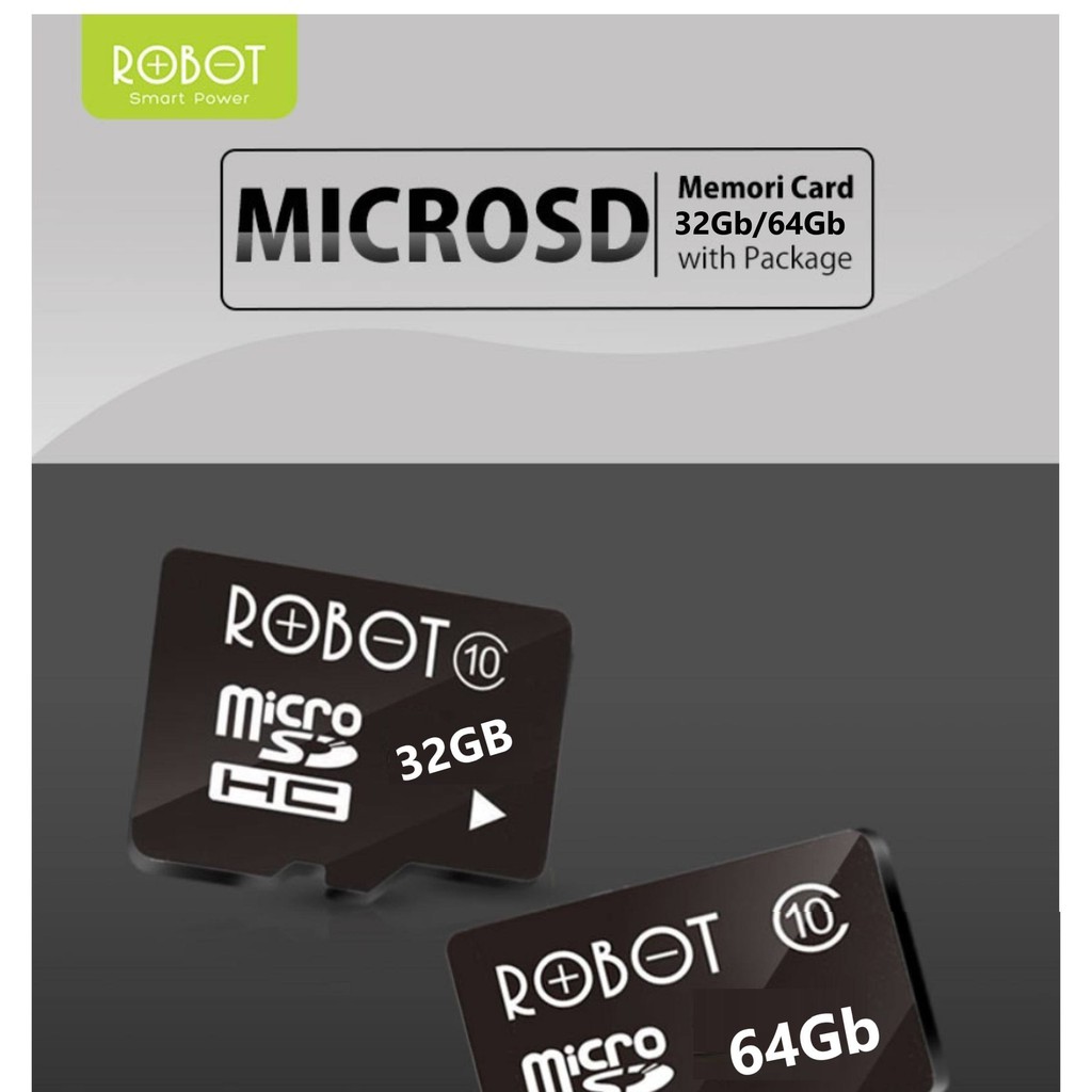 Thẻ Nhớ MicroSDHC ROBOT TF 64GB Tốc độ xử lý cao - Bảo hành trọn đời - Hàng Chính Hãng