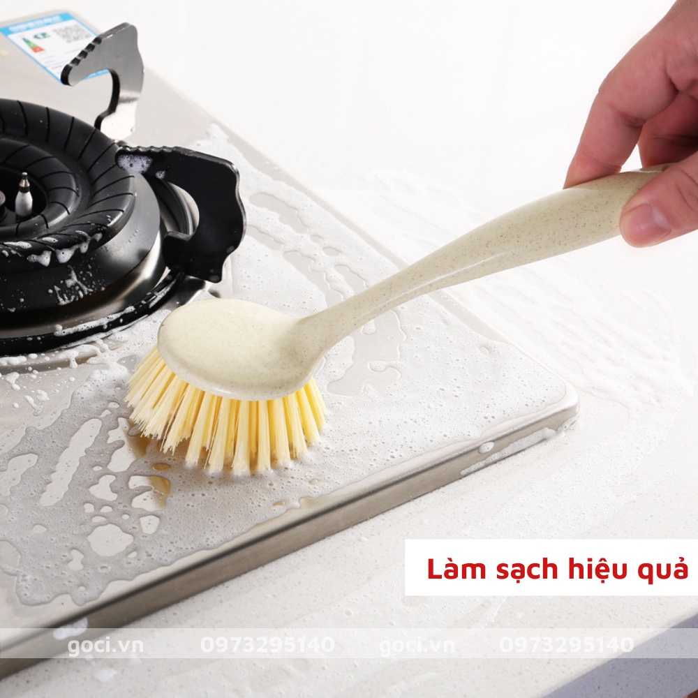 Cây cọ rửa bát lúa mạch đa năng dụng cụ làm sạch nhà bếp chà xoong nồi rửa chén bát kệ bếp bồn rửa cọ nền