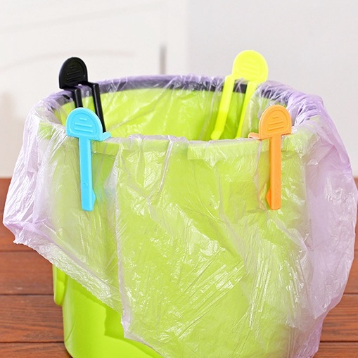 [HÀNG CÓ SẴN] SET 2 Kẹp Cố Định Túi Rác Chống Rơi Màu Kẹo Tiện Lợi