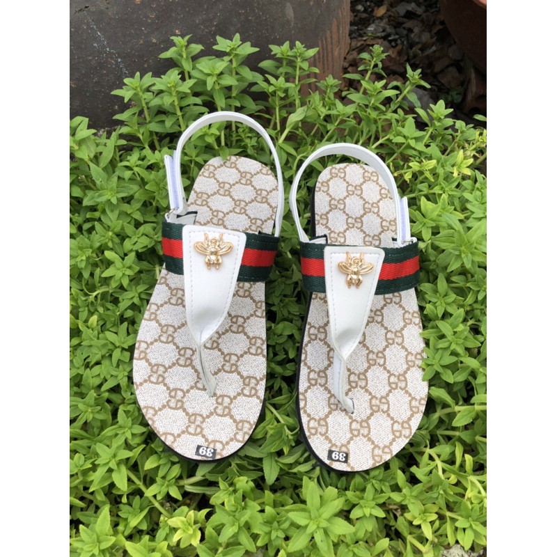 Dép quai hậu nữ nam, SANDALTHOITRANG sandal nữ đi học chữ T Đế màu kèm GG full size 30-44
