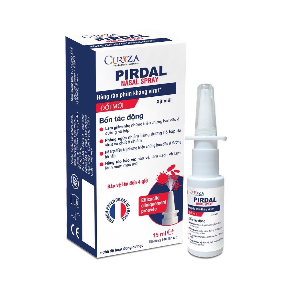 [Chính Hãng ]Xịt mũi Pirdal Pháp Kháng và bất hoạt virus SARS-CoV-2 - Dung tích 15ml